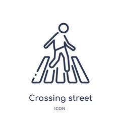crossing street icon from people outline collection. Thin line crossing street icon isolated on white background.