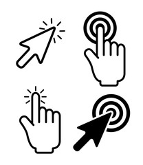 set arrow with hand click touch cursor