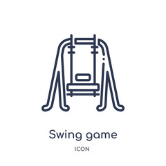 swing game icon from other outline collection. Thin line swing game icon isolated on white background.