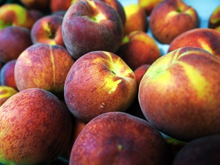 Red Velvet peach, fruits in the basket.