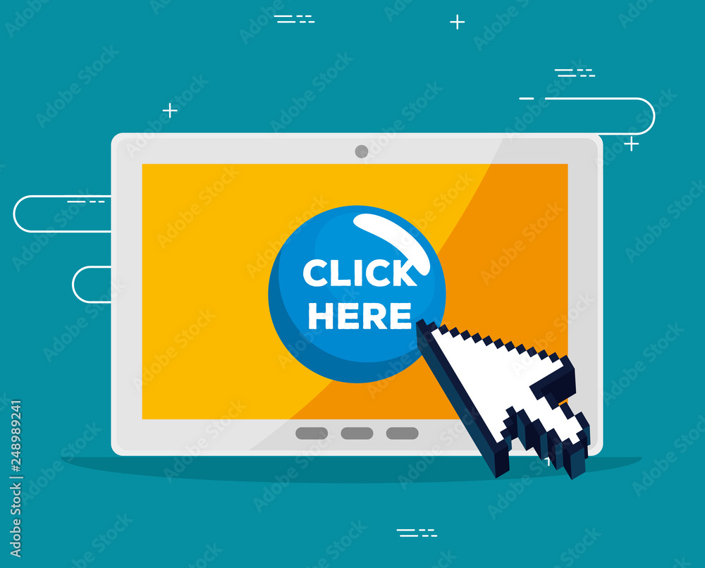 Poster tablet with mouse arrow pixel cursor