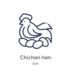 chichen hen icon from other outline collection. Thin line chichen hen icon isolated on white background.