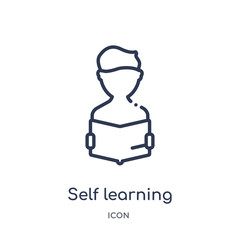 Naklejka premium self learning icon from other outline collection. Thin line self learning icon isolated on white background.