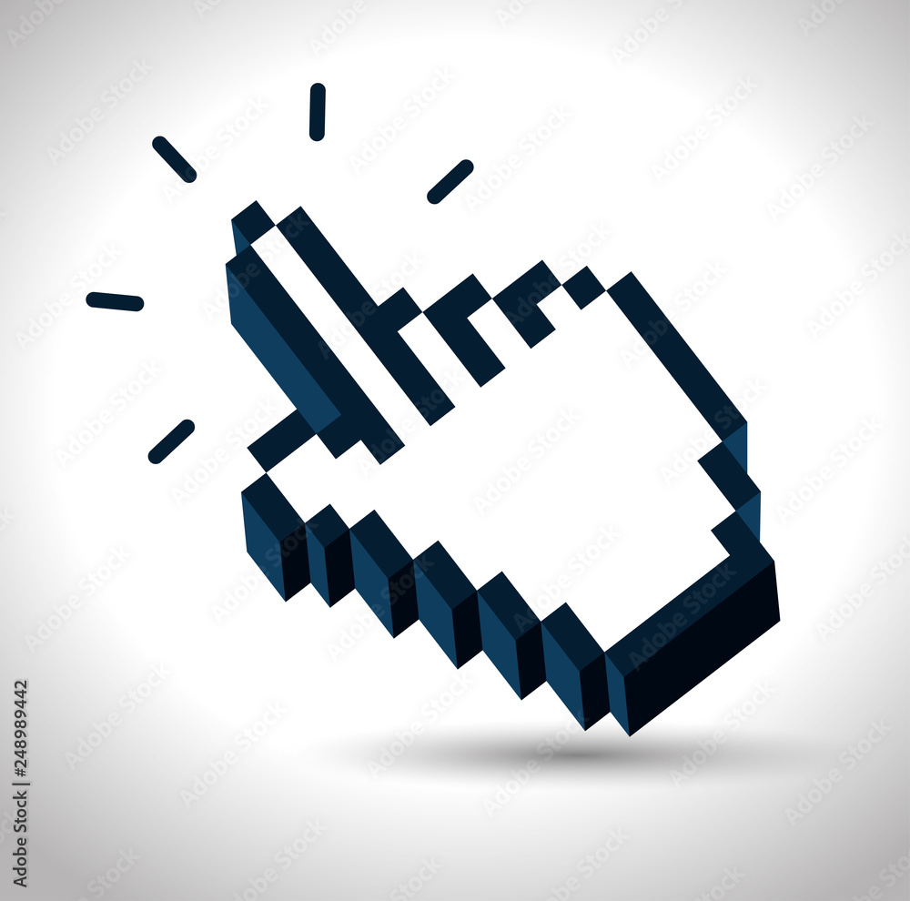 Aufkleber pixel hand mouse click cursor