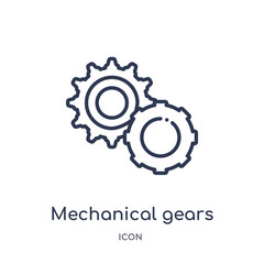 mechanical gears icon from other outline collection. Thin line mechanical gears icon isolated on white background.
