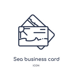 sea business card icon from other outline collection. Thin line sea business card icon isolated on white background.