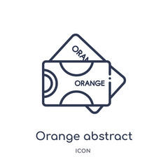 orange abstract business card icon from other outline collection. Thin line orange abstract business card icon isolated on white background.