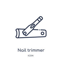 nail trimmer icon from other outline collection. Thin line nail trimmer icon isolated on white background.