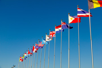 Flags flying in the wind