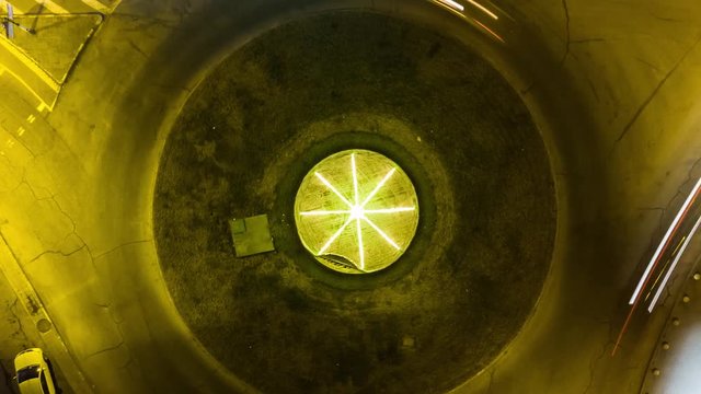 Zooming and spining beautiful hyperlapse of a roundabout