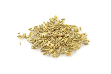 Fennel seed on white background from top view