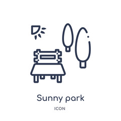 sunny park icon from nature outline collection. Thin line sunny park icon isolated on white background.