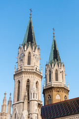 Church towers of Klosterneuburg monastery in autumn