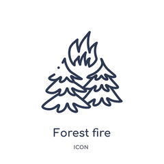 forest fire icon from nature outline collection. Thin line forest fire icon isolated on white background.