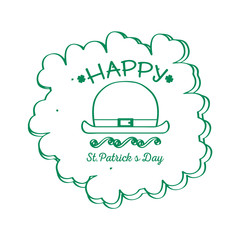 Outline of a patrick day label with irish elf legs. Vector illustration design
