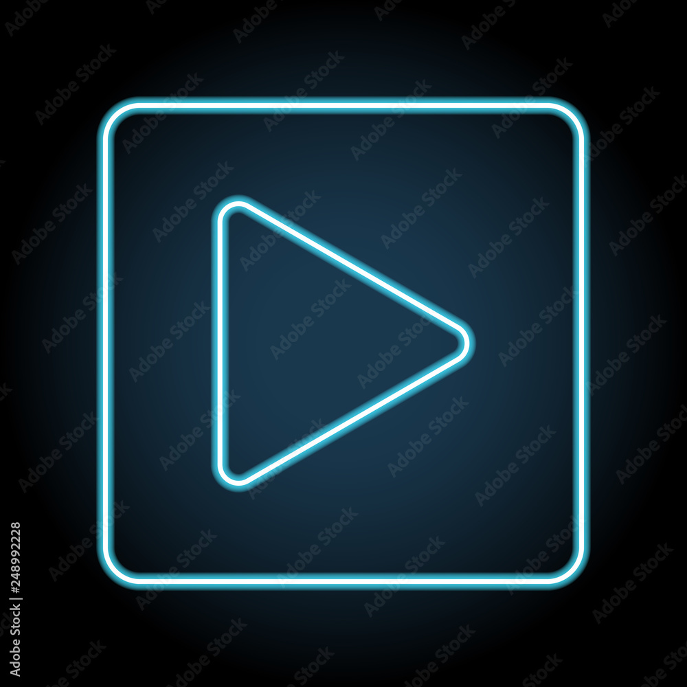 Poster pause button neon icon. simple thin line, outline vector of web, minimalistic icons for ui and ux, w