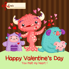 A Vector of Cute Monster Full of Love for Valentine Card Celebration 