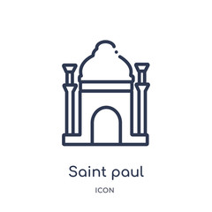 saint paul icon from monuments outline collection. Thin line saint paul icon isolated on white background.