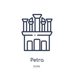 petra icon from monuments outline collection. Thin line petra icon isolated on white background.