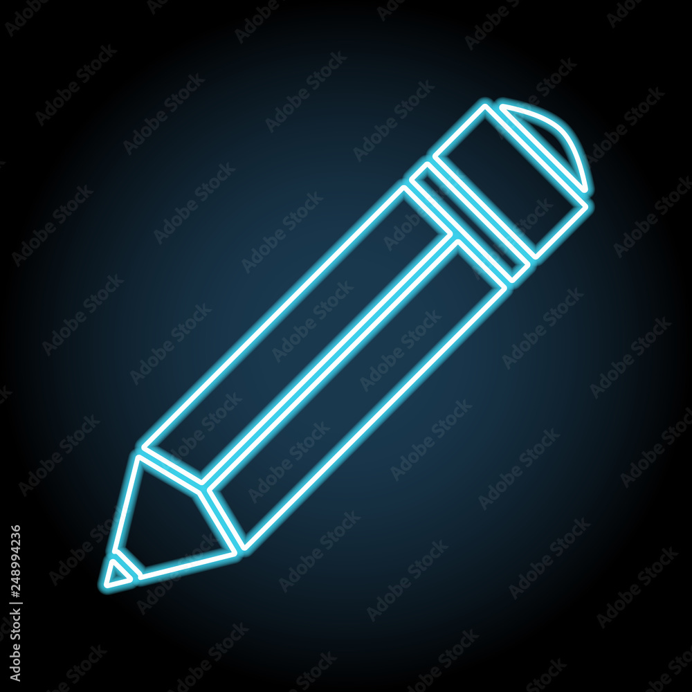 Poster pencil, style neon icon. simple thin line, outline vector of web, minimalistic icons for ui and ux, 