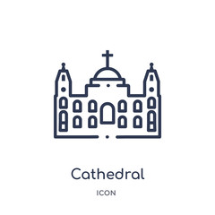 Obraz premium cathedral icon from monuments outline collection. Thin line cathedral icon isolated on white background.