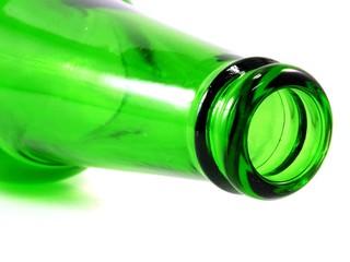 empty bottle of olive oil isolated on white background