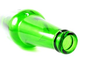 empty bottle of olive oil isolated on white background