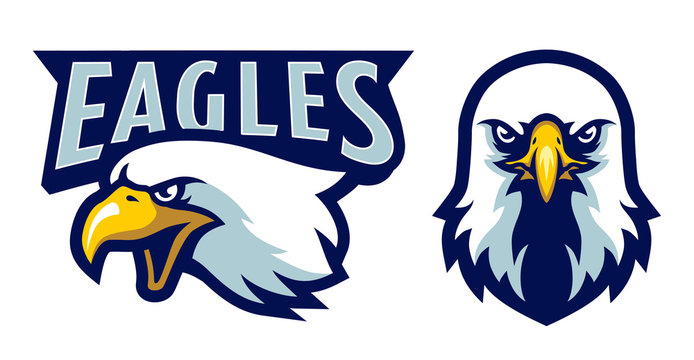 American Bald Eagle Head Logo Mascot In Cartoon Style