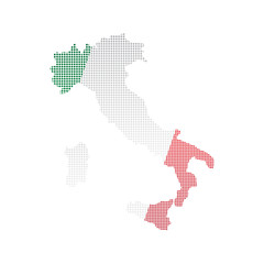 Map of Italy with flag. Pointillism style. Vector illustration design