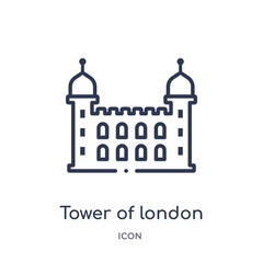 tower of london icon from monuments outline collection. Thin line tower of london icon isolated on white background.