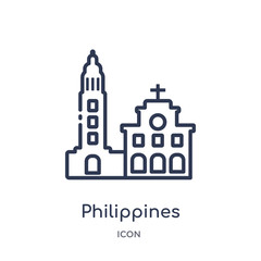 philippines icon from monuments outline collection. Thin line philippines icon isolated on white background.