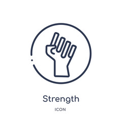 Obraz premium strength icon from zodiac outline collection. Thin line strength icon isolated on white background.