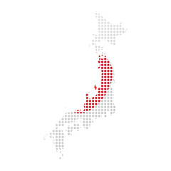 Map of Japan with flag. Pointillism style. Vector illustration design
