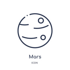mars icon from zodiac outline collection. Thin line mars icon isolated on white background.