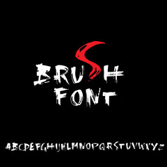 Grungy modern dry brush lettering. Handdrawn grunge ink font. Vector illustration.