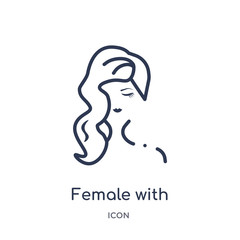 female with long hair? icon from woman clothing outline collection. Thin line female with long hair? icon isolated on white background.