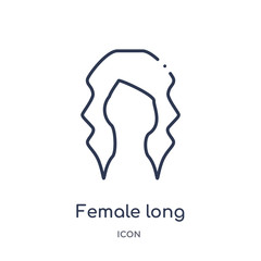 female long black hair? icon from woman clothing outline collection. Thin line female long black hair? icon isolated on white background.