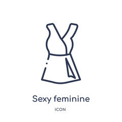 sexy feminine dress in black? icon from woman clothing outline collection. Thin line sexy feminine dress in black? icon isolated on white background.