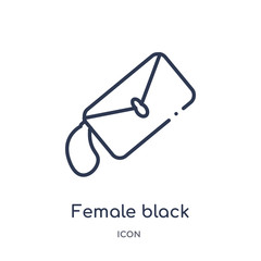 female black handbag? icon from woman clothing outline collection. Thin line female black handbag? icon isolated on white background.