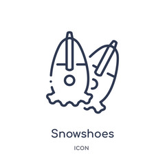 snowshoes icon from winter outline collection. Thin line snowshoes icon isolated on white background.