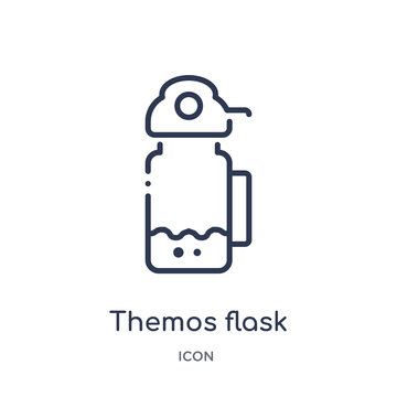 themos flask icon from winter outline collection. Thin line themos flask icon isolated on white background.
