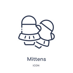 mittens icon from winter outline collection. Thin line mittens icon isolated on white background.