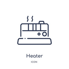 heater icon from winter outline collection. Thin line heater icon isolated on white background.