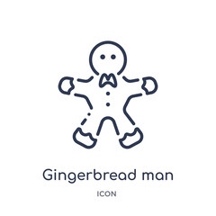gingerbread man icon from winter outline collection. Thin line gingerbread man icon isolated on white background.