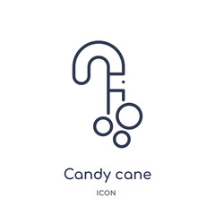 candy cane icon from winter outline collection. Thin line candy cane icon isolated on white background.