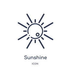 sunshine icon from weather outline collection. Thin line sunshine icon isolated on white background.