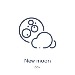 new moon icon from weather outline collection. Thin line new moon icon isolated on white background.