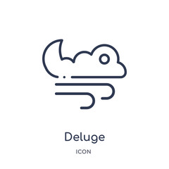 deluge icon from weather outline collection. Thin line deluge icon isolated on white background.