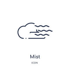 mist icon from weather outline collection. Thin line mist icon isolated on white background.