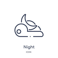 night icon from weather outline collection. Thin line night icon isolated on white background.